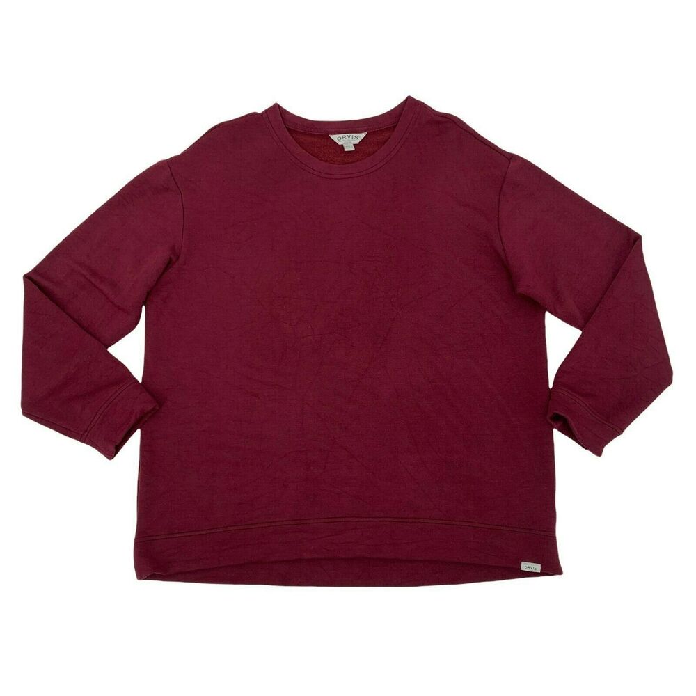 Orvis Lightweight Crew Neck Sweater Men's Size L Burgundy Modal Blend Stretch *